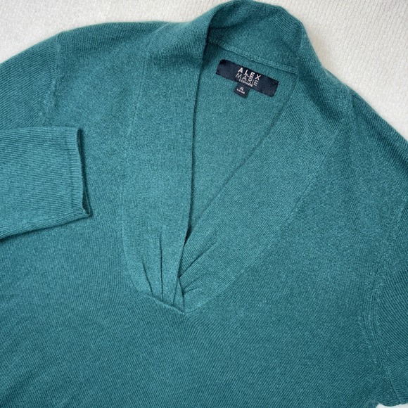 Alex Marie 100% Cashmere XL V Neck Womens Sweater Green - Picture 2 of 7